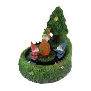Scratch & Dent Round the Fire LED Light Up Spinning Garden Gnome Statue